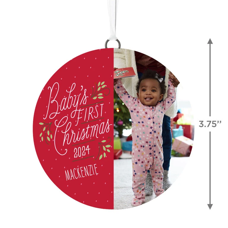 Hallmark Baby's First Christmas Personalized Text And Vertical Photo Ceramic Ornament - Image 3