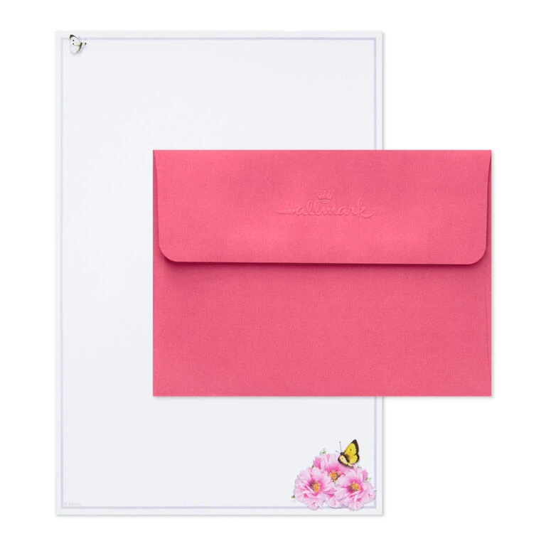 Hallmark Marjolein Bastin Pink Flowers Stationery Set, 40 Sheets - Image 3