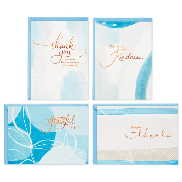 Hallmark Blue Watercolor Assortment Blank Sympathy Thank-You Notes, Pack Of 24 - Image 2