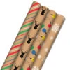 Hallmark Colorful Christmas 4-Pack Kraft Wrapping Paper Assortment, 88 Sq. Ft.
