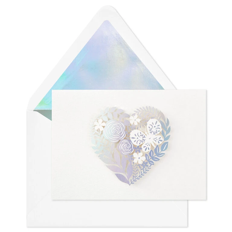 Hallmark Floral Laser Foil Heart Blank Note Cards, Box Of 8 - Image 4