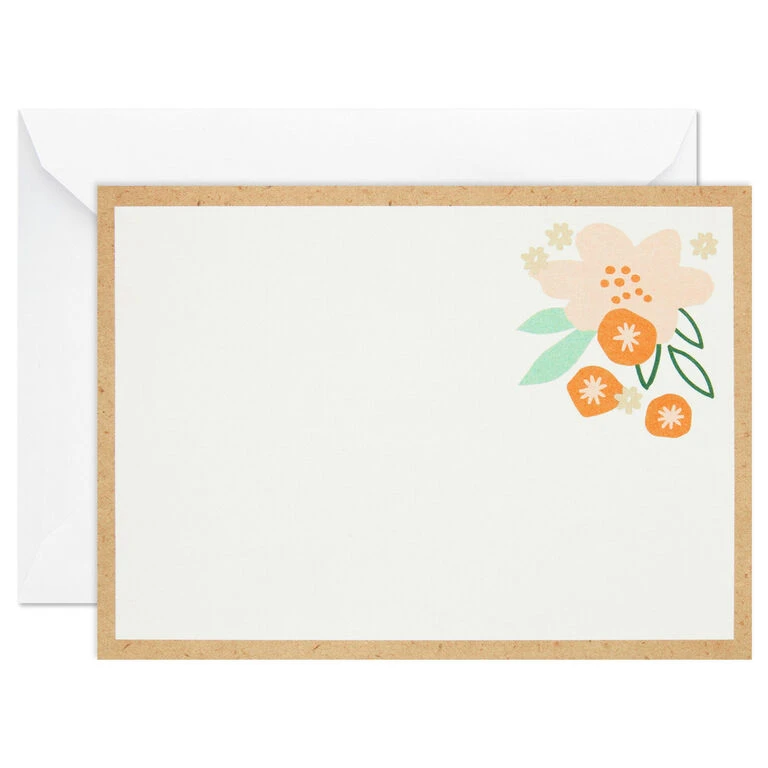 Hallmark Ivory Floral Flat Note Cards In Caddy, Box Of 40 - Image 4