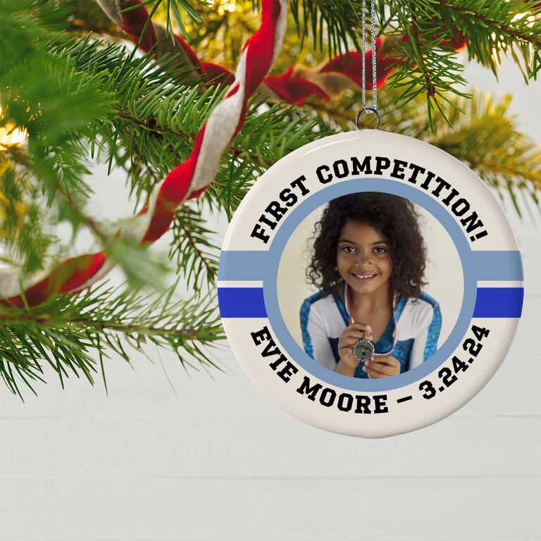 Gymnastics Ceramic Circle Personalized Photo Ornament - Image 2