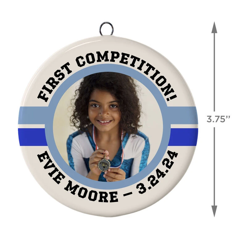 Gymnastics Ceramic Circle Personalized Photo Ornament - Image 3