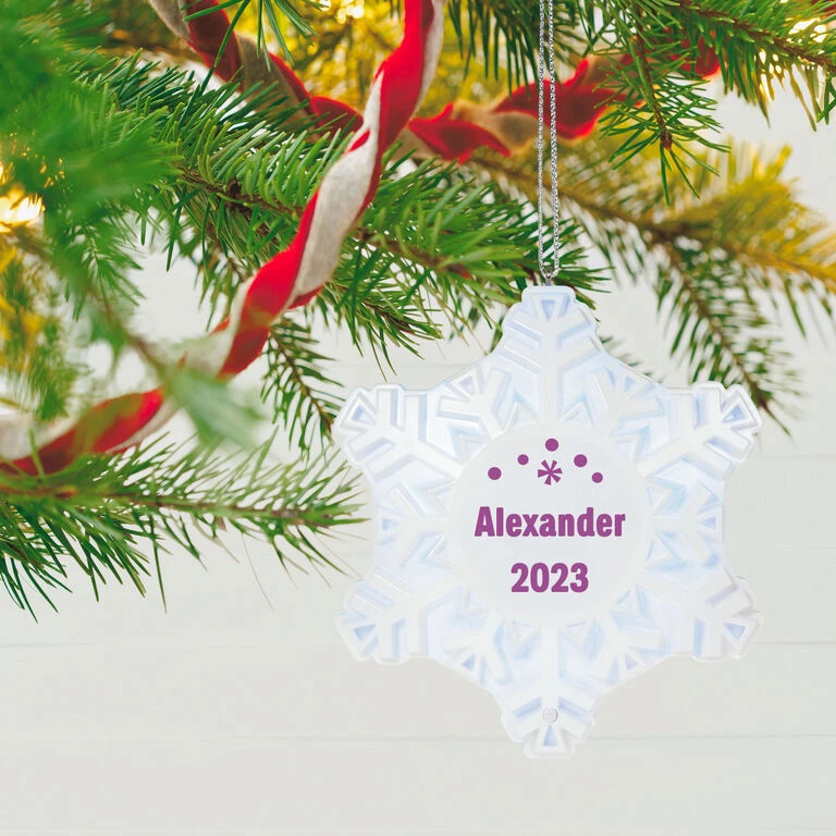 Hallmark Magic Sparkling Snowflake Block Text Personalized Ornament With Light - Image 2