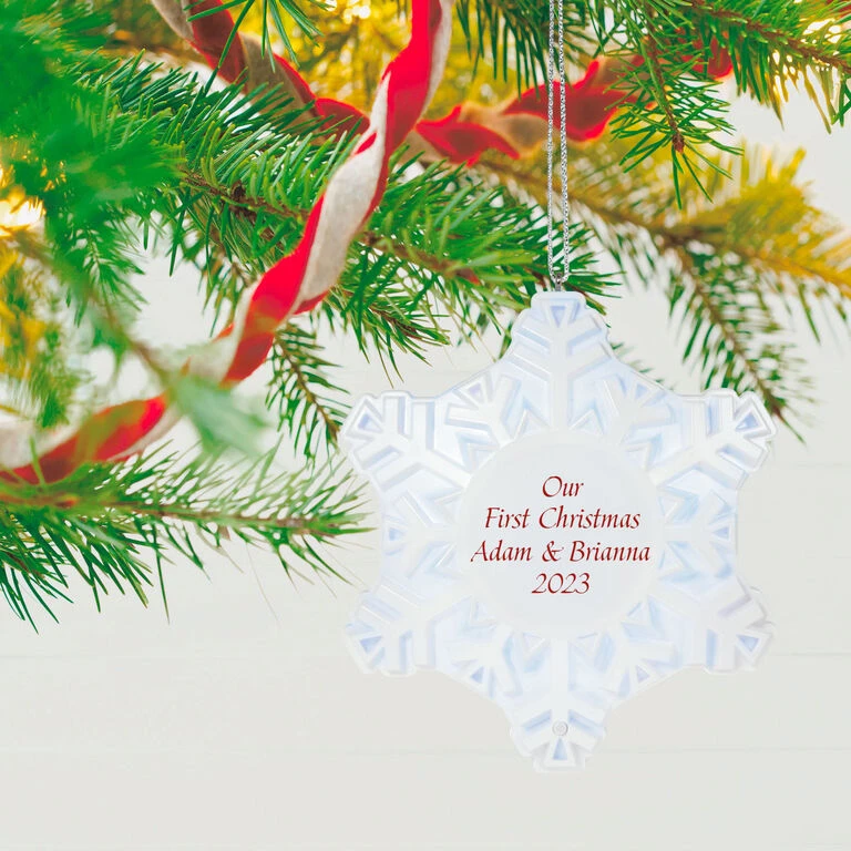 Hallmark Magic Sparkling Snowflake Script Text Personalized Ornament With Light - Image 2