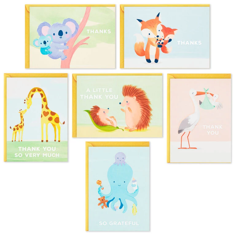 Hallmark Mom And Baby Animal Assortment Blank Thank-You Notes, Pack Of 48 - Image 2
