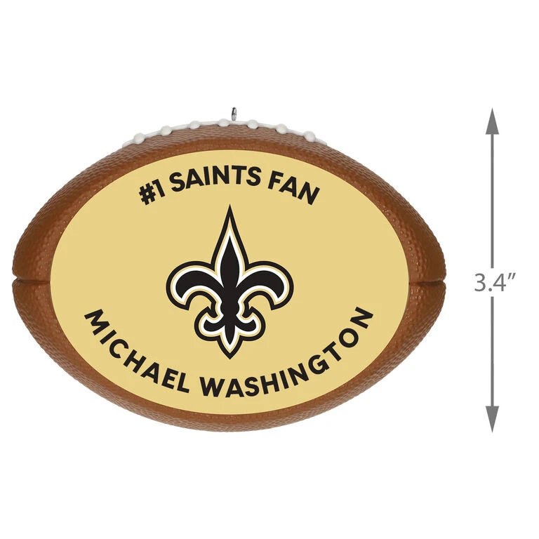 Hallmark NFL Football New Orleans Saints Text Personalized Ornament - Image 3