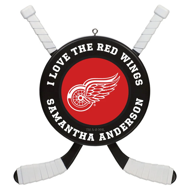 NHL Hockey Personalized Ornament, Detroit Red Wings®