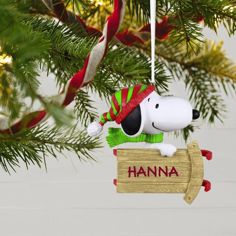 Hallmark Peanuts® Sledding With Snoopy Personalized Ornament - Image 2