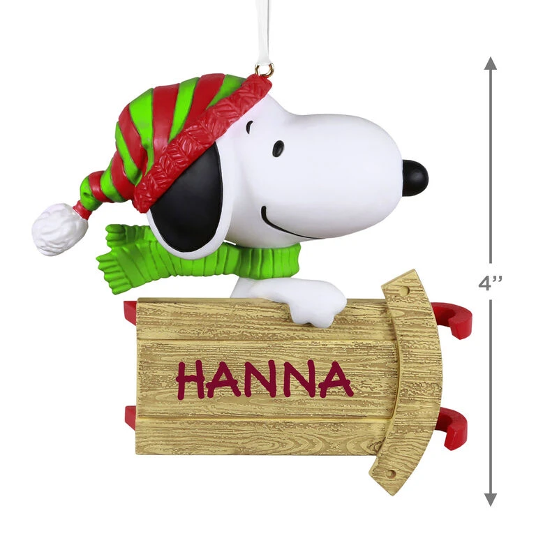 Hallmark Peanuts® Sledding With Snoopy Personalized Ornament - Image 3