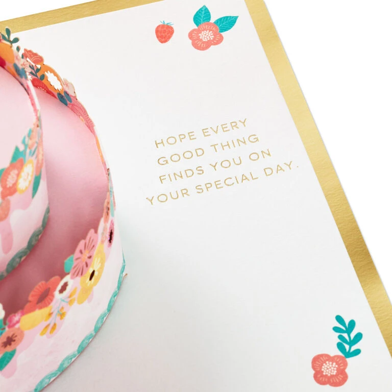 Hallmark Every Good Thing Floral Cake 3D Pop-Up Birthday Card - Image 3