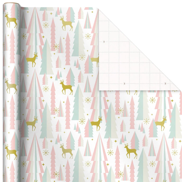 Hallmark Pink And Mint Assorted 3-Pack Christmas Wrapping Paper, 120 Sq. Ft. - Image 3