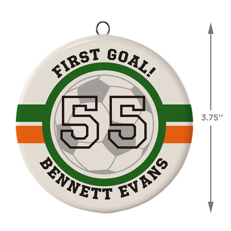 Soccer Ceramic Circle Personalized Ornament - Image 3