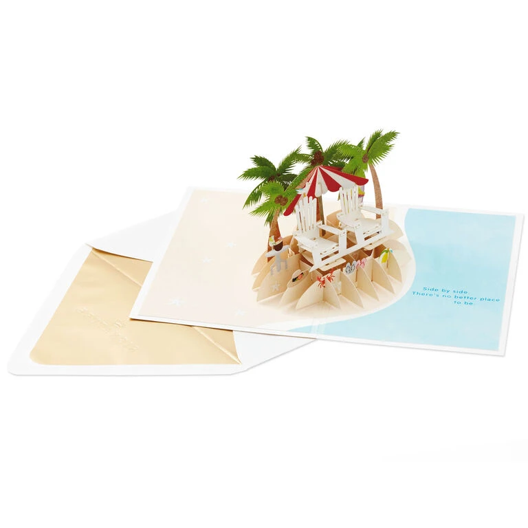 Hallmark Tropical Beach Scene 3D Pop-Up Anniversary Card - Image 2