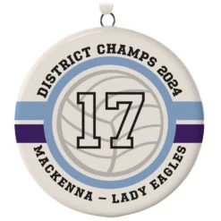 Volleyball Ceramic Circle Personalized Ornament