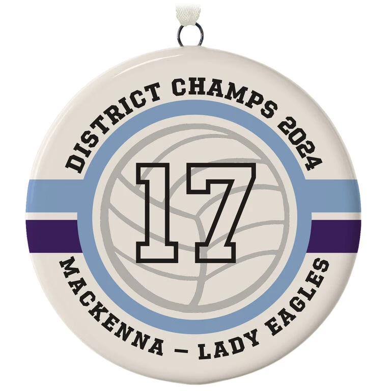 Volleyball Ceramic Circle Personalized Ornament