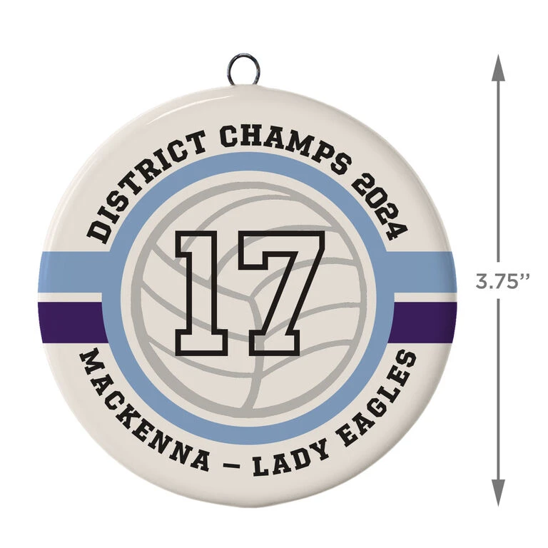 Volleyball Ceramic Circle Personalized Ornament - Image 3